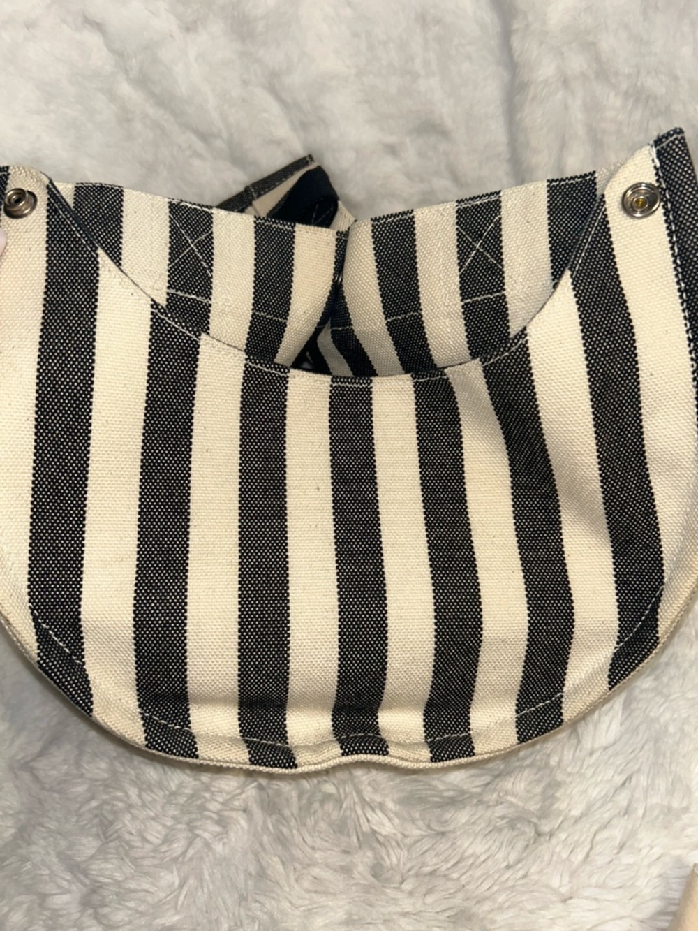 Hermes Black & White Striped Canvas Tote Bag - Picture 15 of 16